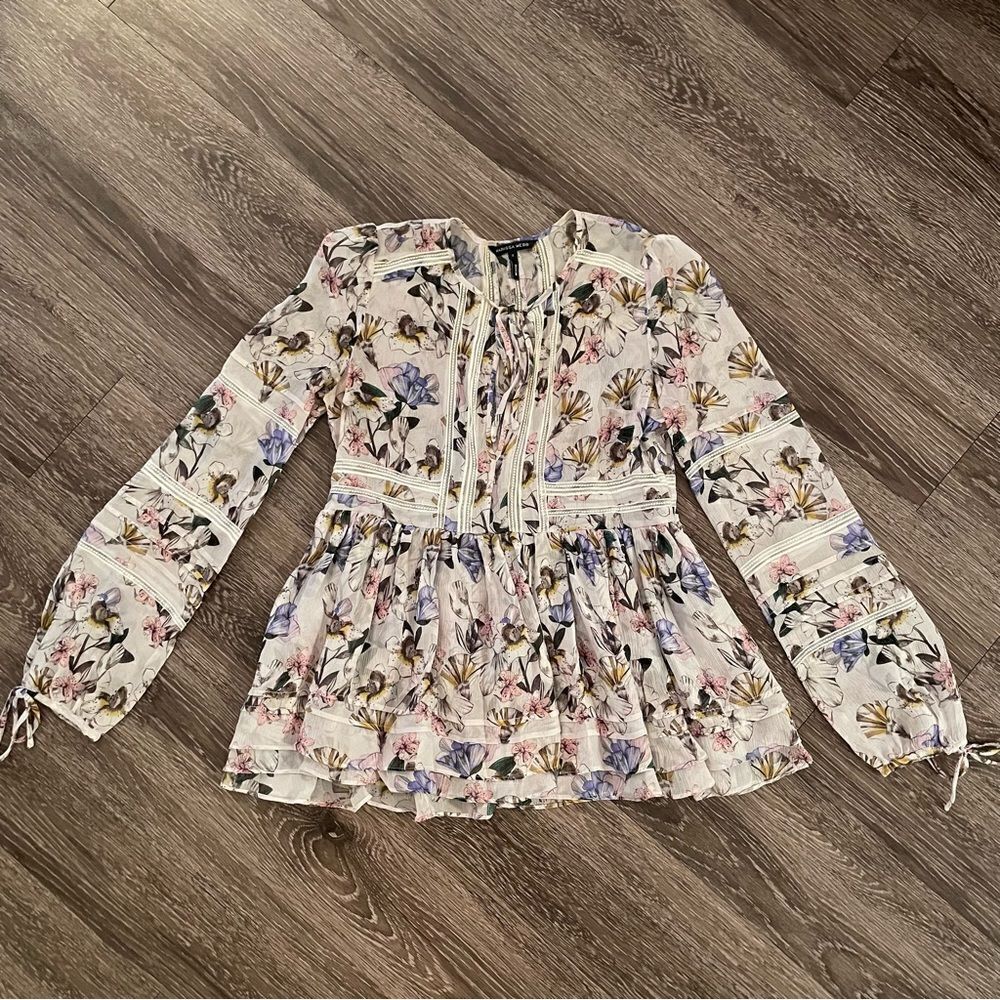 Marissa Webb Bella Print Blouse in Lila Grey